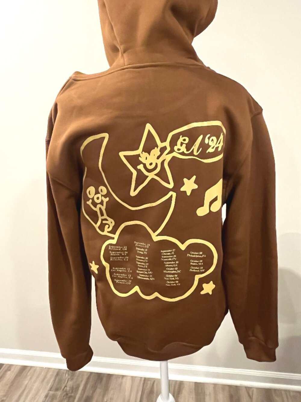 Gracie Abrams The Secret of Us Eras Tour Hoodie Brown Yellow Pink Size S Small - Picture 2 of 5